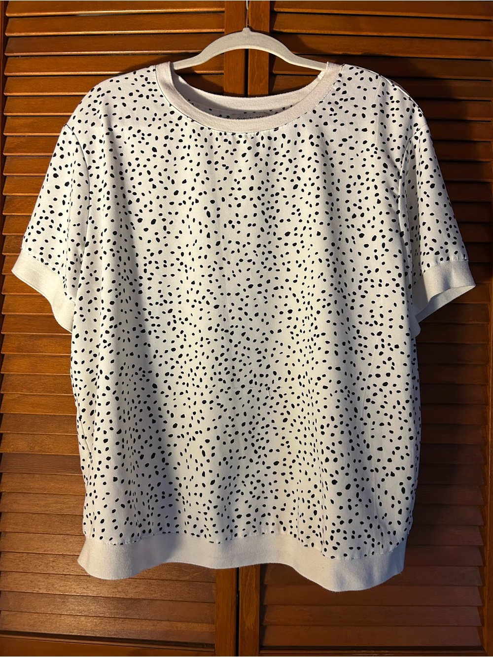 Rachel Zoe White Short Sleeve Top with Black Dots